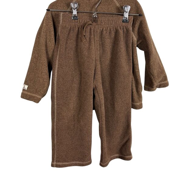 Janie and Jack Cozy Brown Fleece Set Boys 3T Full Zip Jacket and Pants - Picture 2 of 8